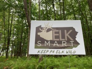 Elk Smart sign in PA Wilds forest